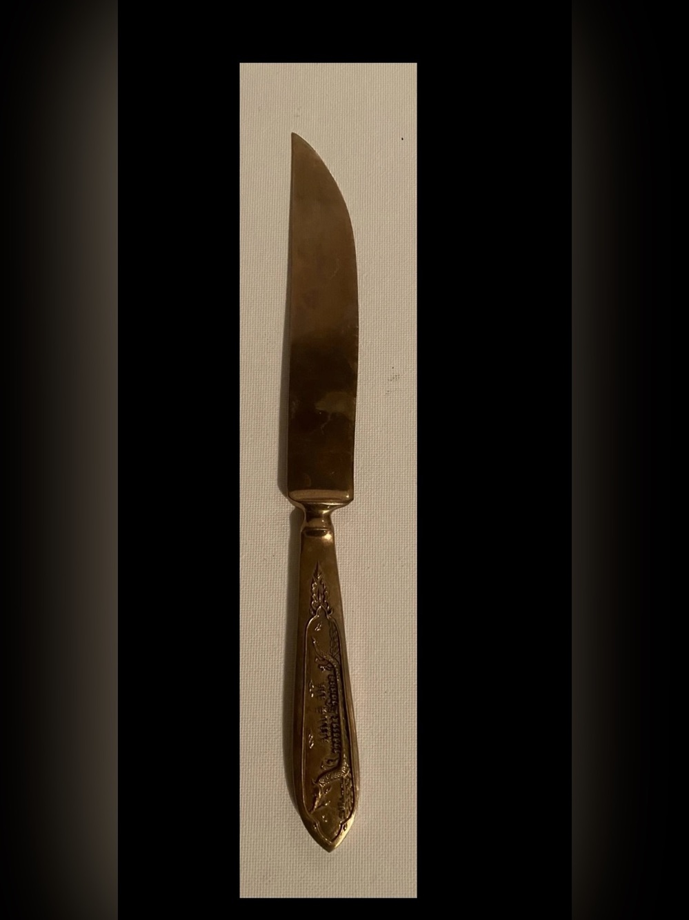 Vintage Thailand Bronze Brass Butter Knife Spreader 1950-60s Deity Design Handle
